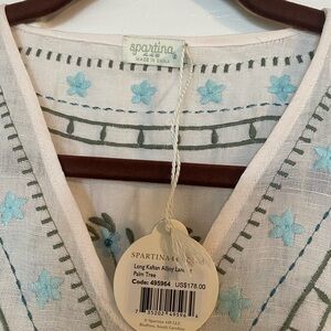 Spartina White and Blue Embroidered Kaftan